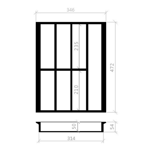 Besteckeinsatz 45er Schubl. B 346 x T 472 mm passend für Hettich ProfilPlus 16 mm Schubladen
