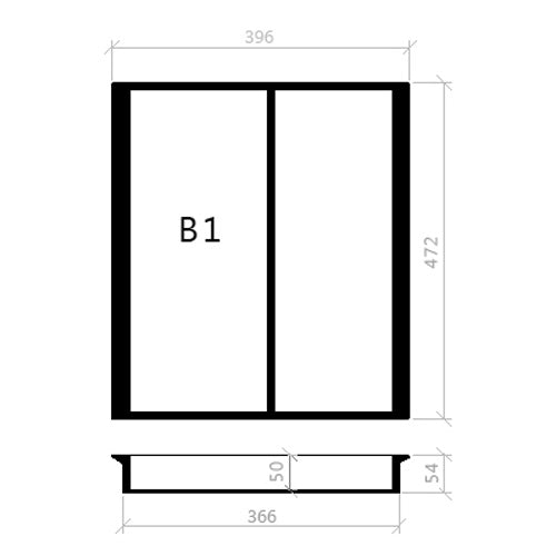 Mehrzweckeinsatz 50er Schubl. B 396 x T 472 mm Hettich ProfilPlus 16 mm Schubladen