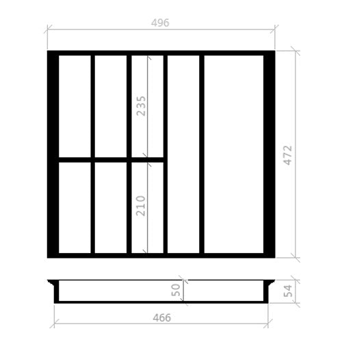 Besteckeinsatz 60er Schubl. B 496 x T 472 mm passend für Hettich ProfilPlus 16 mm Schubladen