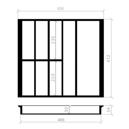 Besteckeinsatz 60er Schubl. B 496 x T 472 mm passend für Hettich ProfilPlus 16 mm Schubladen