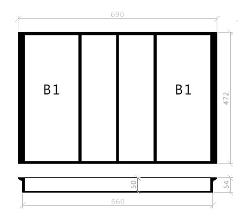 Mehrzweckeinsatz 80er Schubl. B 690 x T 472 mm passend für Hettich ArciTech Schubladen