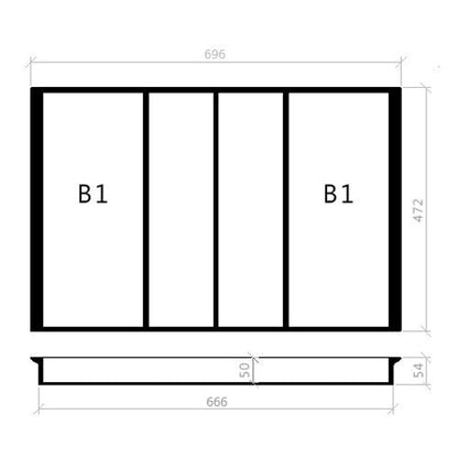 Mehrzweckeinsatz 80er Schubl. B 696 x T 472 mm passend für Hettich ProfilPlus 16 mm Schubladen