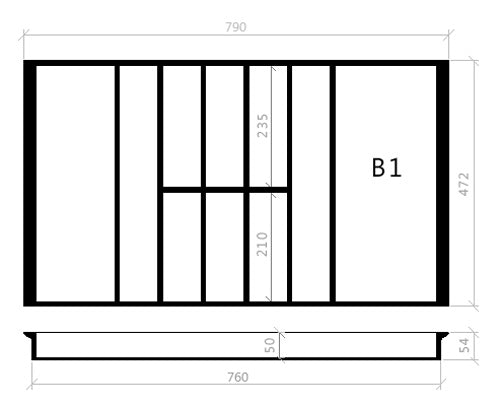 Besteckeinsatz 90er Schublade B 790 x T 472 mm passend für Hettich ArciTech Schubladen