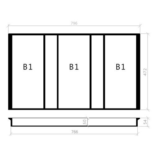 Mehrzweckeinsatz 90er Schubl. B 796 x T 472 mm passend für Hettich ProfilPlus 16 mm Schubladen