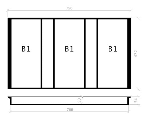 Mehrzweckeinsatz 90er Schubl. B 796 x T 472 mm passend für Hettich ProfilPlus 16 mm Schubladen