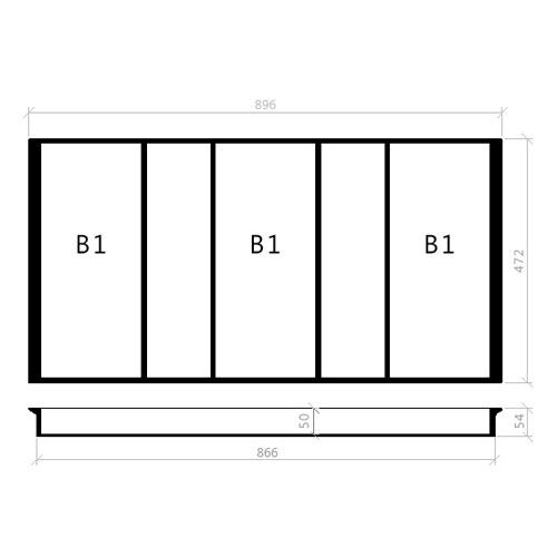 Mehrzweckeinsatz 100er Schubl. B 896 x T 472 mm passend für Hettich ProfilPlus 16 mm Schubladen