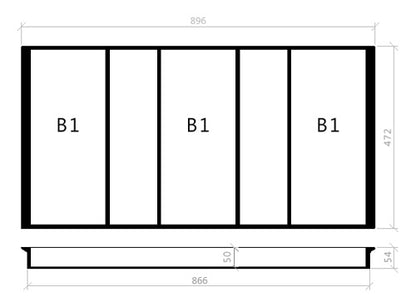 Mehrzweckeinsatz 100er Schubl. B 896 x T 472 mm passend für Hettich ProfilPlus 16 mm Schubladen