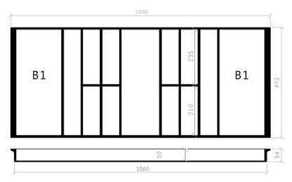 Besteckeinsatz 120er Schublade B 1090 x T 472 mm passend für Hettich ArciTech Schubladen
