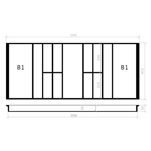 Besteckeinsatz 120er Schubl. B 1096 x T 472 mm passend für Hettich ProfilPlus 16 mm Schubladen