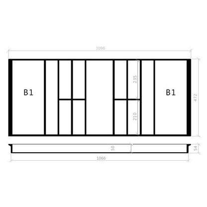 Besteckeinsatz 120er Schubl. B 1096 x T 472 mm passend für Hettich ProfilPlus 16 mm Schubladen