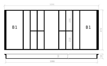 Besteckeinsatz 120er Schubl. B 1096 x T 472 mm passend für Hettich ProfilPlus 16 mm Schubladen