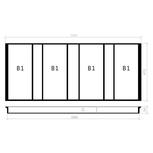 Mehrzweckeinsatz 120er Schubl. B 1096 x T 472 mm passend für Hettich ProfilPlus 16 mm Schubladen