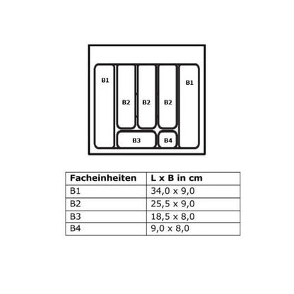 Besteckeinsatz-2, grau 60 cm (B 500-540 x T 360-440 mm) mit 7-Facheinteilung / Besteckeinsatz / Besteckkasten – Bild 2