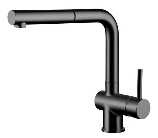 AquaCucina 45001-S Armatur LAGO S in SCHWARZ matt mit ausziehbarem Auslauf / Küchenarmatur / Einhebelmischer
