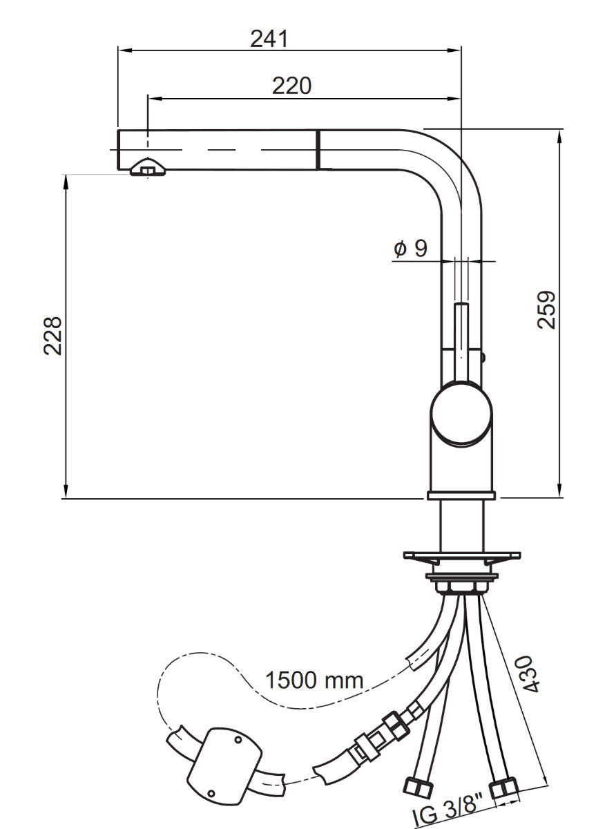 AquaCucina 45001-S Armatur LAGO S in SCHWARZ matt mit ausziehbarem Auslauf / Küchenarmatur / Einhebelmischer – Bild 2