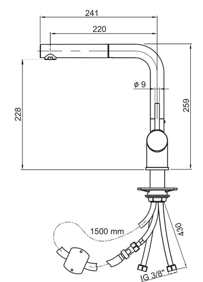 AquaCucina 45001-S Armatur LAGO S in SCHWARZ matt mit ausziehbarem Auslauf / Küchenarmatur / Einhebelmischer – Bild 2