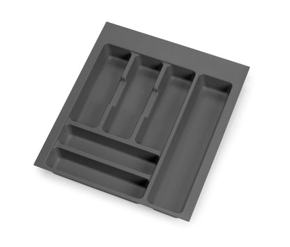 emuca Besteckeinsatz Optima für Schrankbreite 45 cm, Rand schneidbar (B 354-386 x T 418-482), Kunststoff, Anthrazitgrau