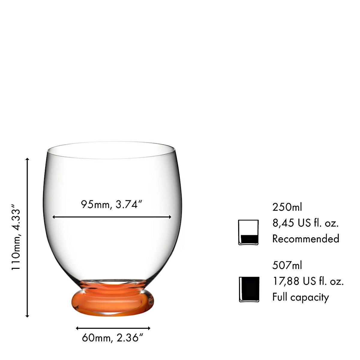 RIEDEL 4900/04DO FATTO A MANO Tumbler Grande - DUNKELORANGE, handgefertigt – Bild 2