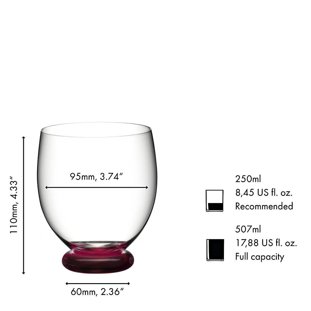 RIEDEL 4900/04DR FATTO A MANO Tumbler Grande - DRACHENROT, handgefertigt – Bild 2