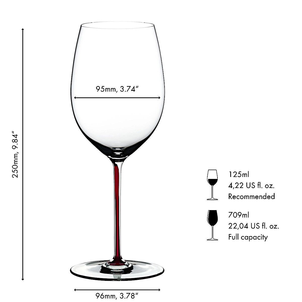 RIEDEL 4900/0DR FATTO A MANO Cabernet / Merlot Weinglas - Stiel DRACHENROT – Bild 2