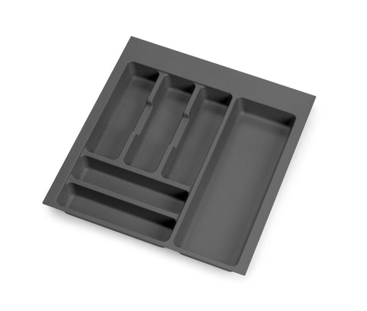 emuca Besteckeinsatz Optima für Schrankbreite 50 cm, Rand schneidbar (B 404-436 x T 418-482), Kunststoff, Anthrazitgrau