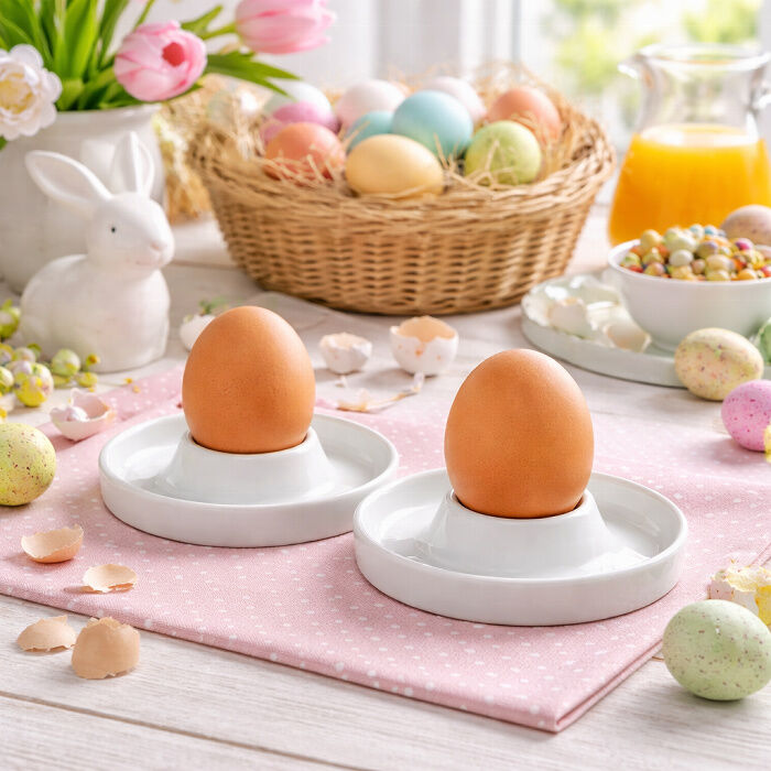 KESPER 51166 Eierbecher, 2er Set, Kunststoff, weiß