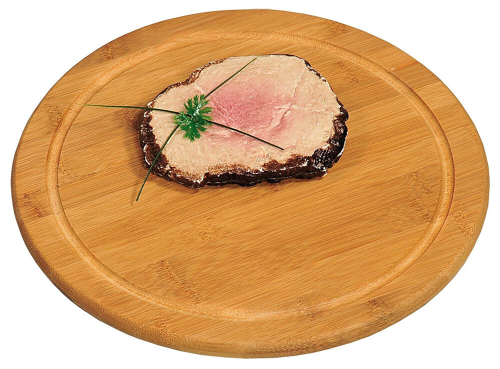 KESPER 58442 Fleischteller Ø 25 cm aus FSC®-zertifiziertem Bambus / Vesperteller / Pizzateller / Holzteller / Schneidebrett