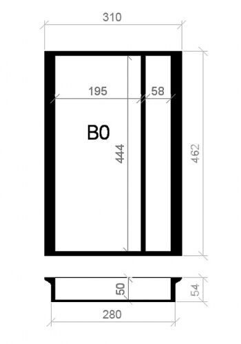 Mehrzweckeinsatz NUSSBAUM 40er Schubl. B 310 x T 462 mm passend für Hettich InnoTech 16 + 19 mm Schubladen