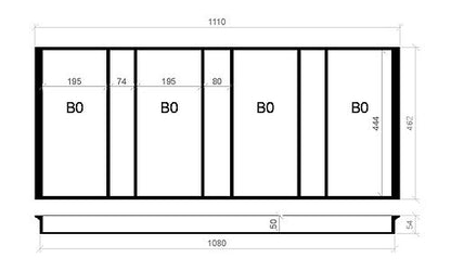 Mehrzweckeinsatz BUCHE 120er Schubl. B 1110 x T 462 mm passend für Hettich InnoTech 16 + 19 mm Schubladen