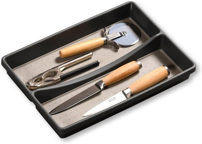 KESPER 30093 Besteckkasten / Mehrzweckeinsatz 32,5 x 23 x 4,5 cm mit 2-fach Einteilung, PP-Kunststoff, grau / Besteckeinsatz