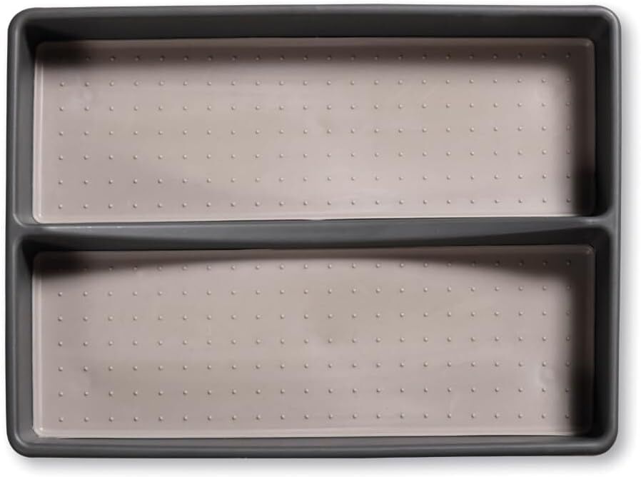 KESPER 30093 Besteckkasten / Mehrzweckeinsatz 32,5 x 23 x 4,5 cm mit 2-fach Einteilung, PP-Kunststoff, grau / Besteckeinsatz