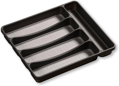 KESPER 30091 Besteckkasten 32,5 x 29,5 x 4,5 cm mit 5-fach Einteilung, PP-Kunststoff, grau / Besteckeinsatz