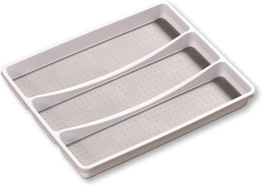 KESPER 30094 Besteckkasten / Mehrzweckeinsatz 40,5 x 32,5 x 4,5 cm mit 3-fach Einteilung, PP-Kunststoff, weiß/grau / Besteckeinsatz