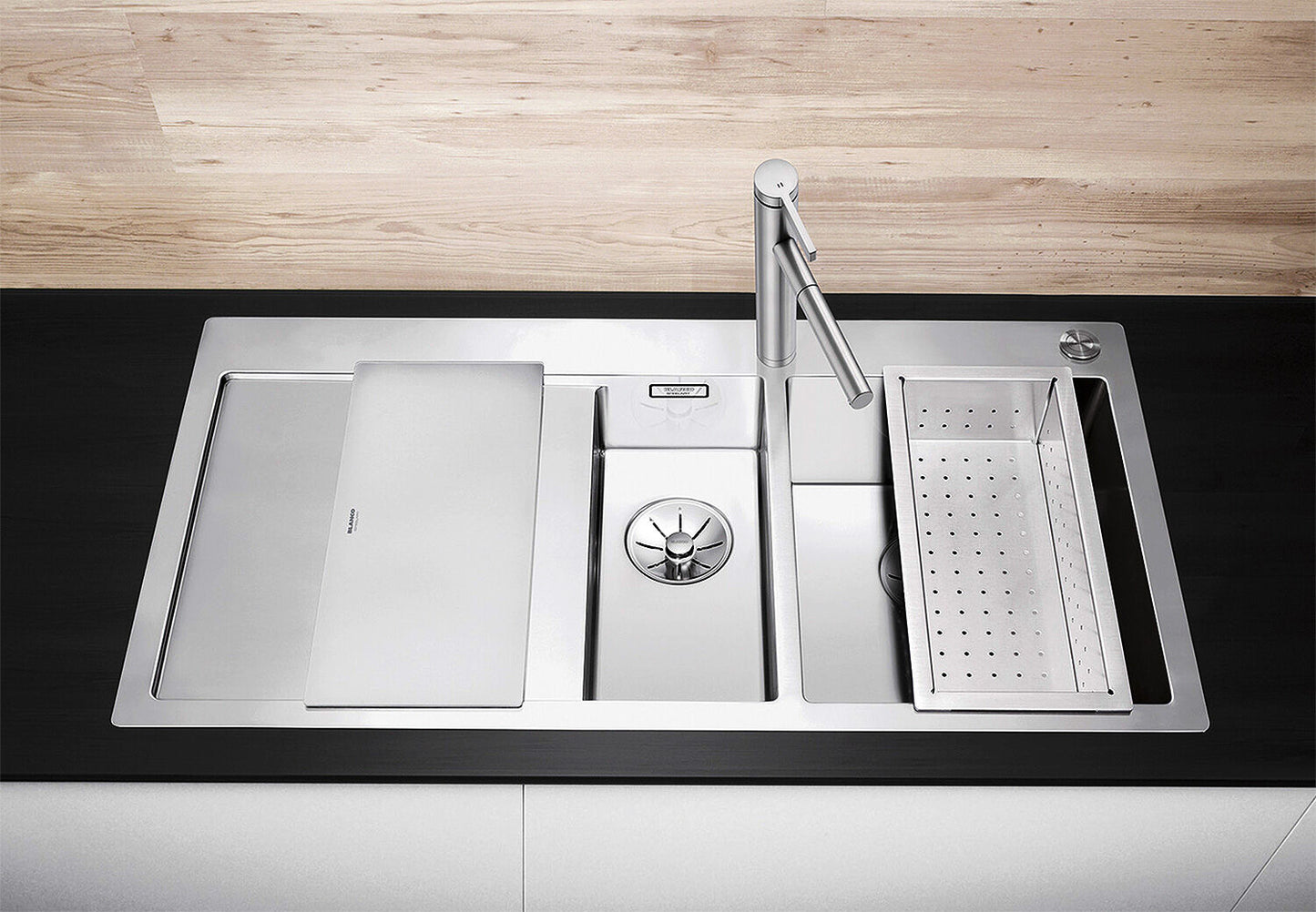 BLANCO Spüle CLARON 6 S-IF Becken rechts Edelstahl mit InFino®-Ventil (PushControl) / Edelstahlbecken – Bild 5