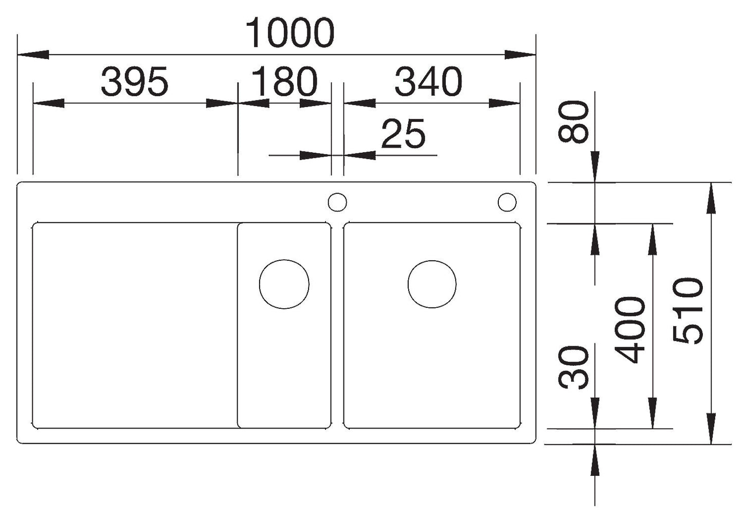 BLANCO Spüle CLARON 6 S-IF Becken rechts Edelstahl mit InFino®-Ventil (PushControl) / Edelstahlbecken – Bild 2