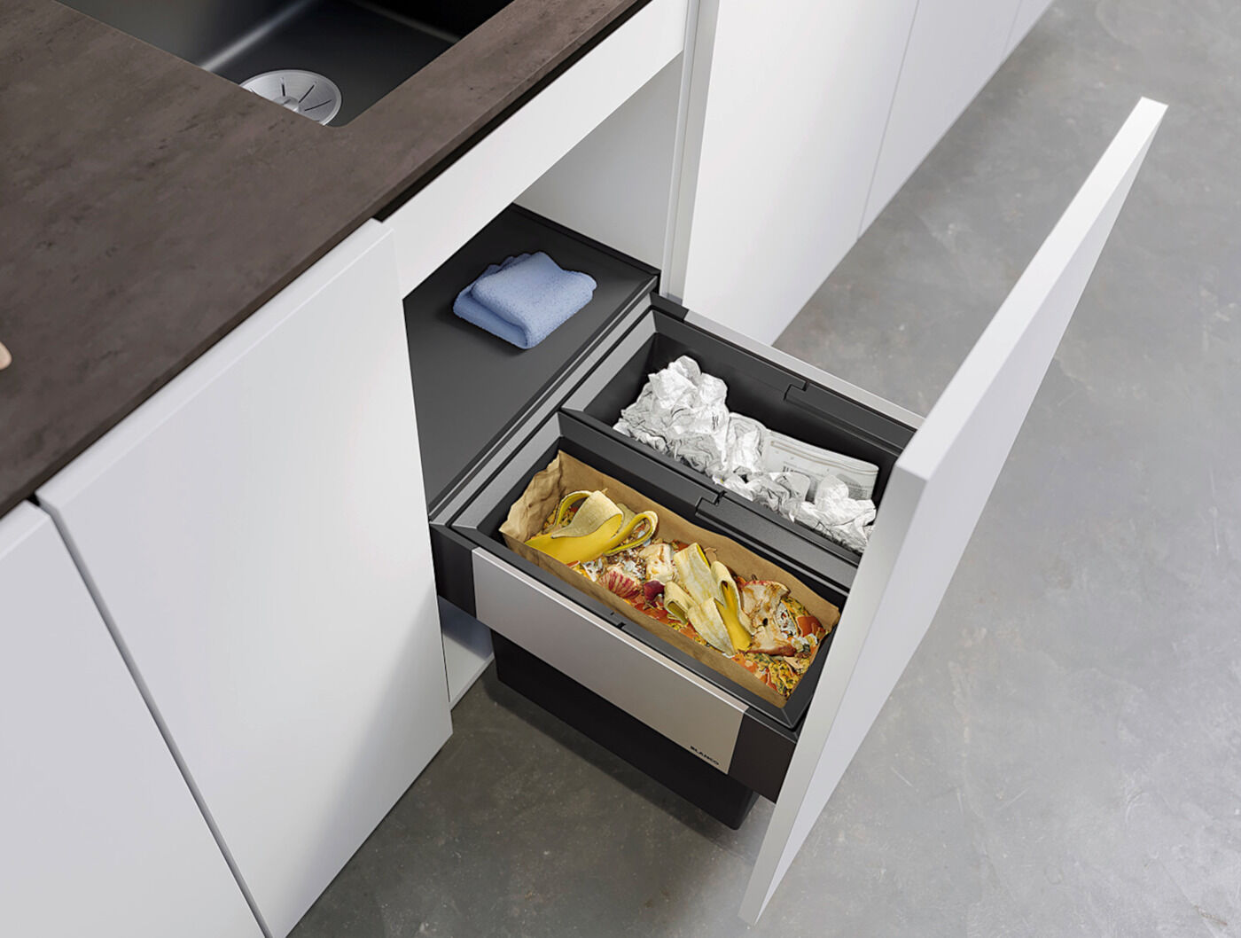 BLANCO 526200 SELECT II 45/2 Abfallsystem 32 (2x16) Liter für 45 cm Schrankbreite / Frontanbindung – Bild 3