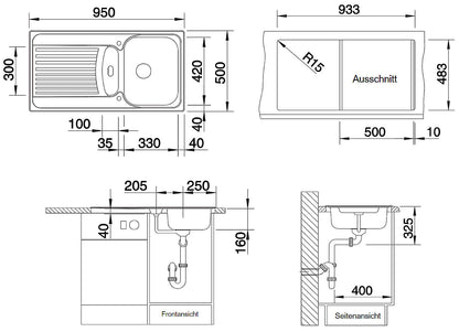 BLANCO 526336 Spüle TIPO 5 S Edelstahl Naturfinish mit Ablauffernbedienung u. Resteschale / Edelstahlspüle – Bild 2