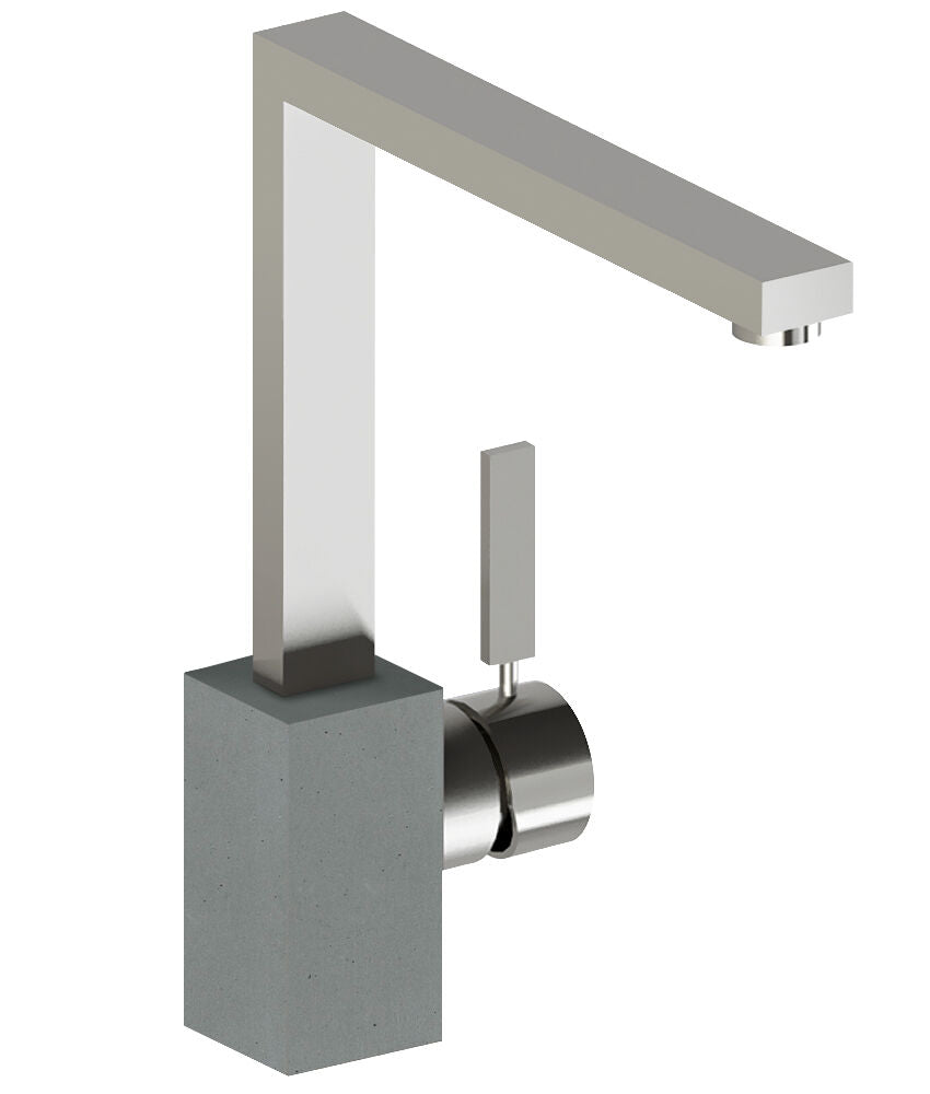 AquaCucina 53860-BE Armatur PURE-LOFT aus Edelstahl matt - Sockel in Betonoptik / Küchenarmatur / Einhebelmischer