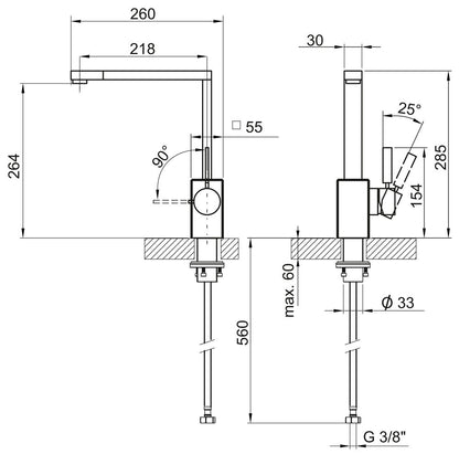 AquaCucina 53860-BA Armatur PURE-LOFT aus Edelstahl matt - Sockel in Basaltoptik / Küchenarmatur / Einhebelmischer – Bild 2