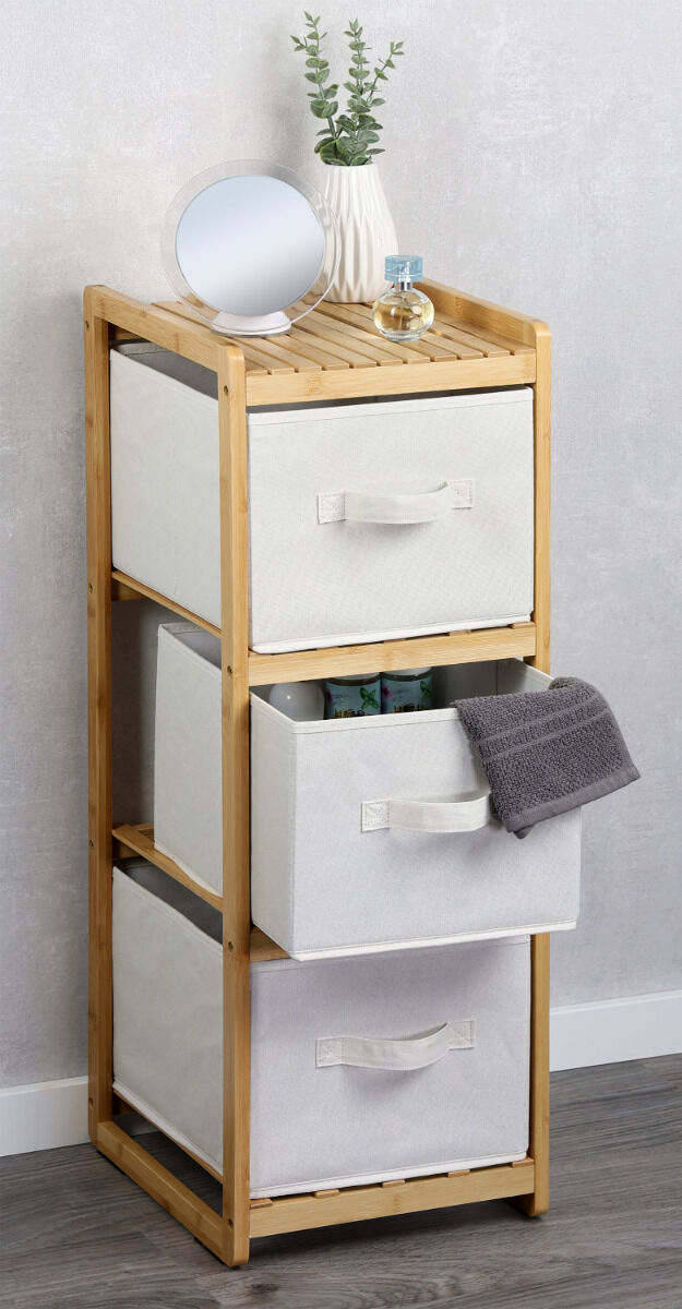 KESPER 54276 Regal mit 3 Boxen, Bambus, FSC, 29,5 x 33,5 x 87 cm