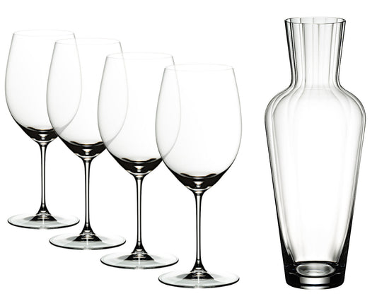 RIEDEL 5449/0-MOS VERITAS Cabernet / Merlot Weinglas 4er Set & Mosel Dekanter