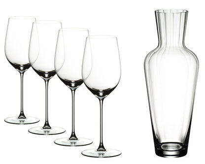 RIEDEL 5449/15-MOS VERITAS Riesling/Zinfandel Weinglas 4er Set & Mosel Dekanter