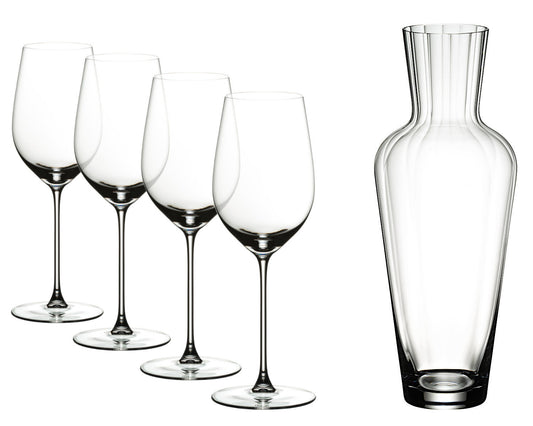 RIEDEL 5449/15-MOS VERITAS Riesling/Zinfandel Weinglas 4er Set & Mosel Dekanter