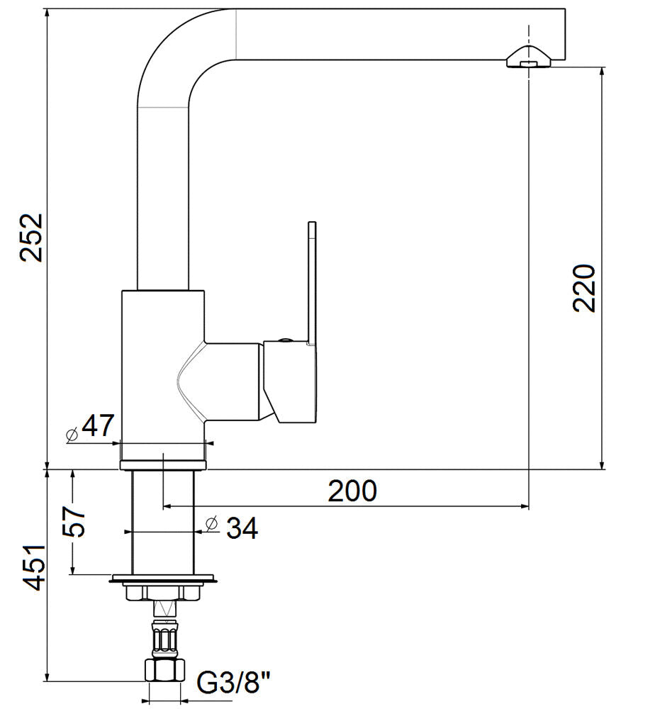AquaCucina 55501-S Armatur SF 1 in MATT-SCHWARZ mit Schwenkauslauf / Küchenarmatur / Einhebelmischer – Bild 2
