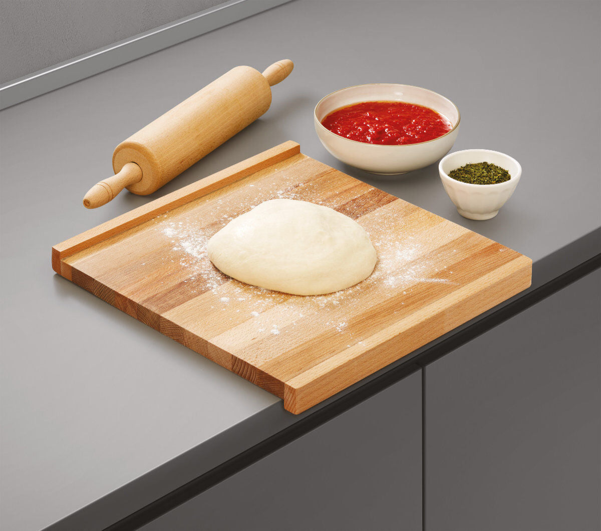 METALTEX 561035000 Backbrett/Schneidbrett 35x35x2 cm aus Buchenholz, beidseitig verwendbar