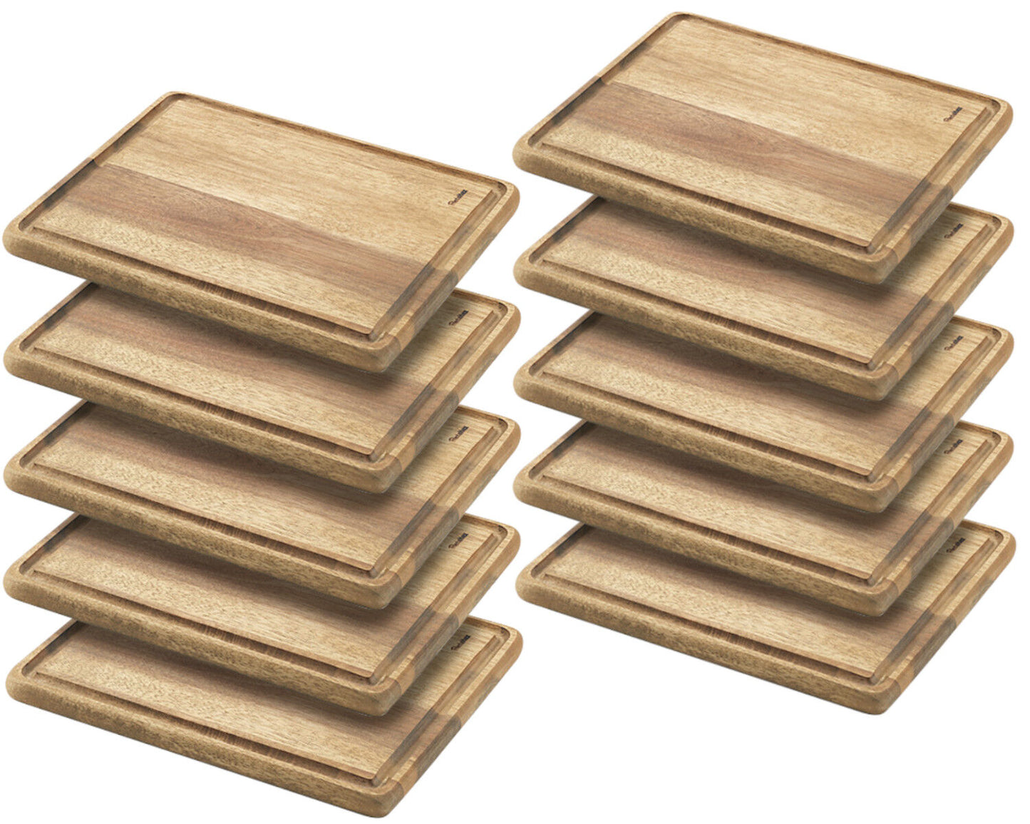 10er SET METALTEX Schneidebrett 24 x 20 x 1,5 cm aus Akazienholz mit Saftrille / Schneidbrett