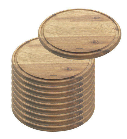 10er SET METALTEX 561310000 Schneidebrett Ø 24 cm mit Saftrille aus Akazienholz / Schneidbrett