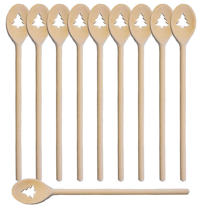 10er SET METALTEX 570318000 Kochlöffel oval 30 cm aus Buchenholz, Motiv Tannenbaum / Backzubehör / Kochzubehör