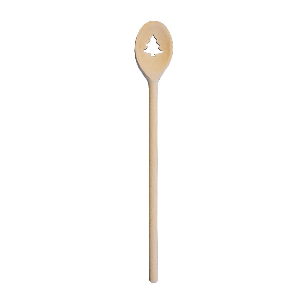10er SET METALTEX 570318000 Kochlöffel oval 30 cm aus Buchenholz, Motiv Tannenbaum / Backzubehör / Kochzubehör