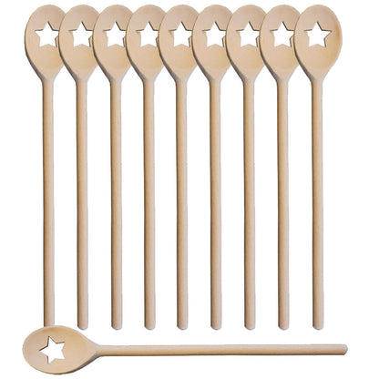 10er SET METALTEX 570320000 Kochlöffel oval 30 cm aus Buchenholz, Motiv Stern / Backzubehör / Kochzubehör